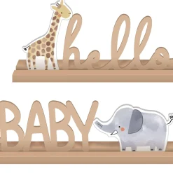 Hello Baby Soft Jungle Baby Shower MDF Standing Sign, 21in x 5in