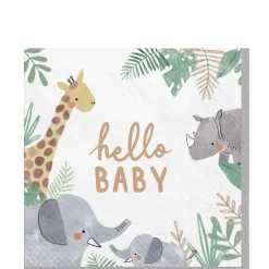 Hello Baby Soft Jungle Baby Shower Paper Lunch Napkins, 6.5in, 16ct