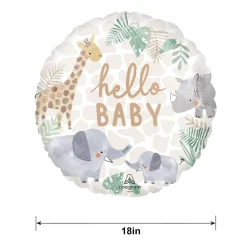 Hello Baby Soft Jungle Round Foil Balloon, 18in