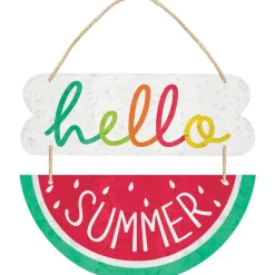 Hello Summer Metal Stacked Sign, 10.3in x 13in
