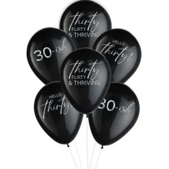 Hello Thirty Latex Balloons, 6ct