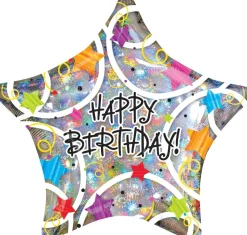 Holographic Star Happy Birthday Balloon
