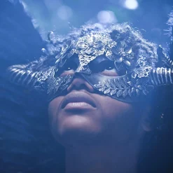 Horned Silver Satyr Masquerade Mask