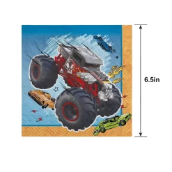 Hot Wheels Monster Trucks Paper Lunch Napkins, 6.5in, 16ct