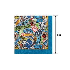 Hot Wheels Monster Trucks Paper Beverage Napkins, 5in, 16ct