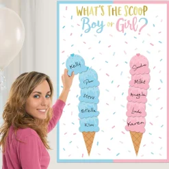 Ice Cream-Themed Boy or Girl Gender Reveal Voting Board with 24 Stickers - The Big Reveal