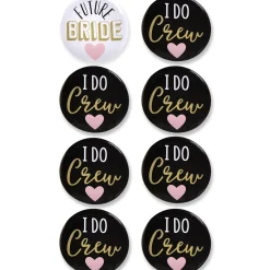 I Do Crew Bachelorette Party Buttons, 8pc