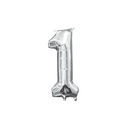 13in Air-Filled Silver Number (0-9) Balloons