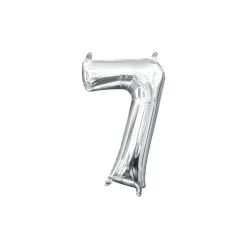 13in Air-Filled Silver Number (0-9) Balloons