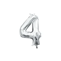 13in Air-Filled Silver Number (0-9) Balloons