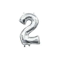13in Air-Filled Silver Number (0-9) Balloons