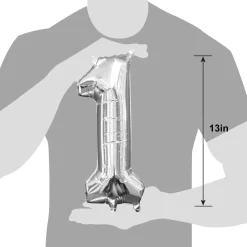 13in Air-Filled Silver Number (0-9) Balloons