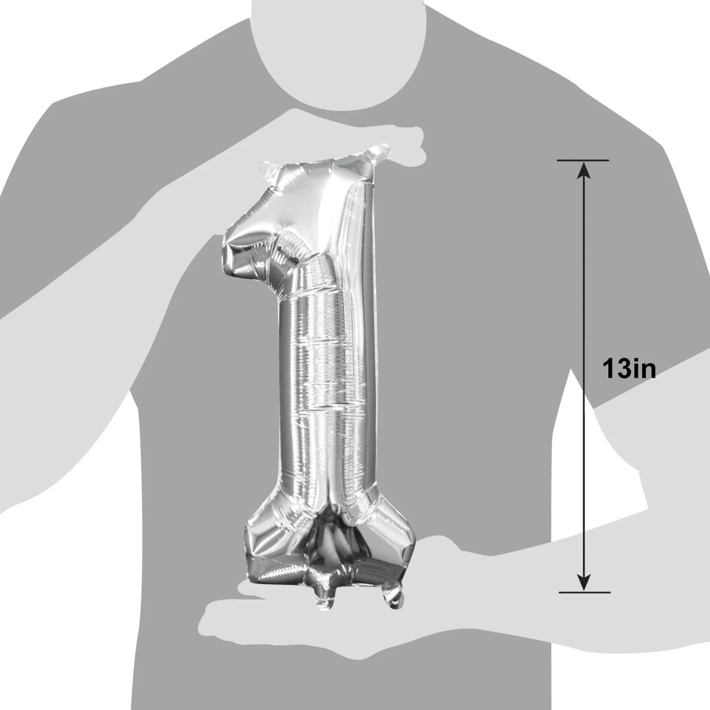 13in Air-Filled Silver Number (0-9) Balloons