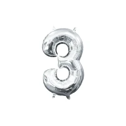 13in Air-Filled Silver Number (0-9) Balloons