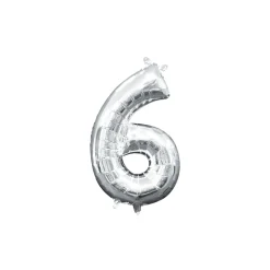 13in Air-Filled Silver Number (0-9) Balloons