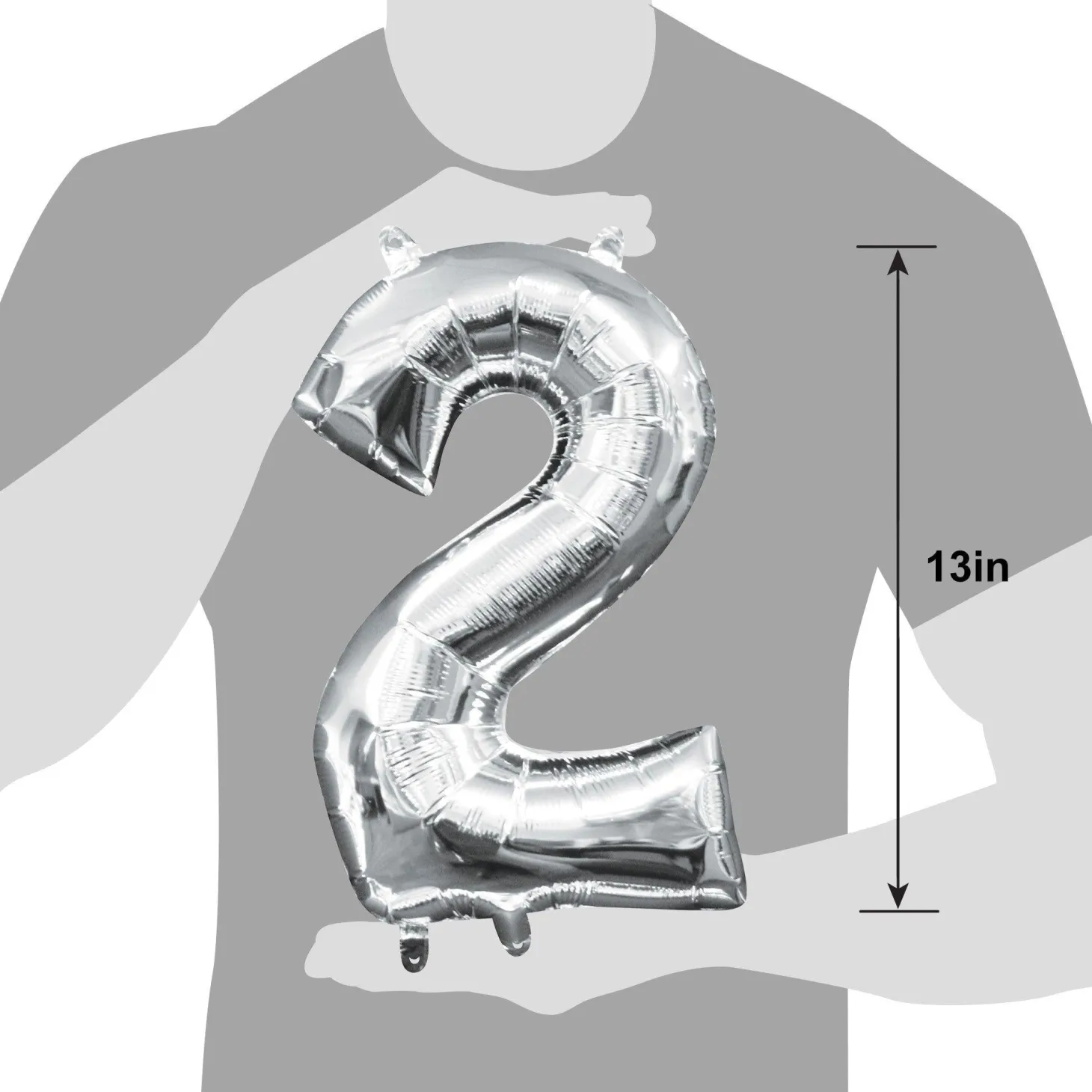 13in Air-Filled Silver Number (0-9) Balloons