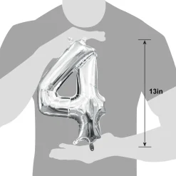 13in Air-Filled Silver Number (0-9) Balloons