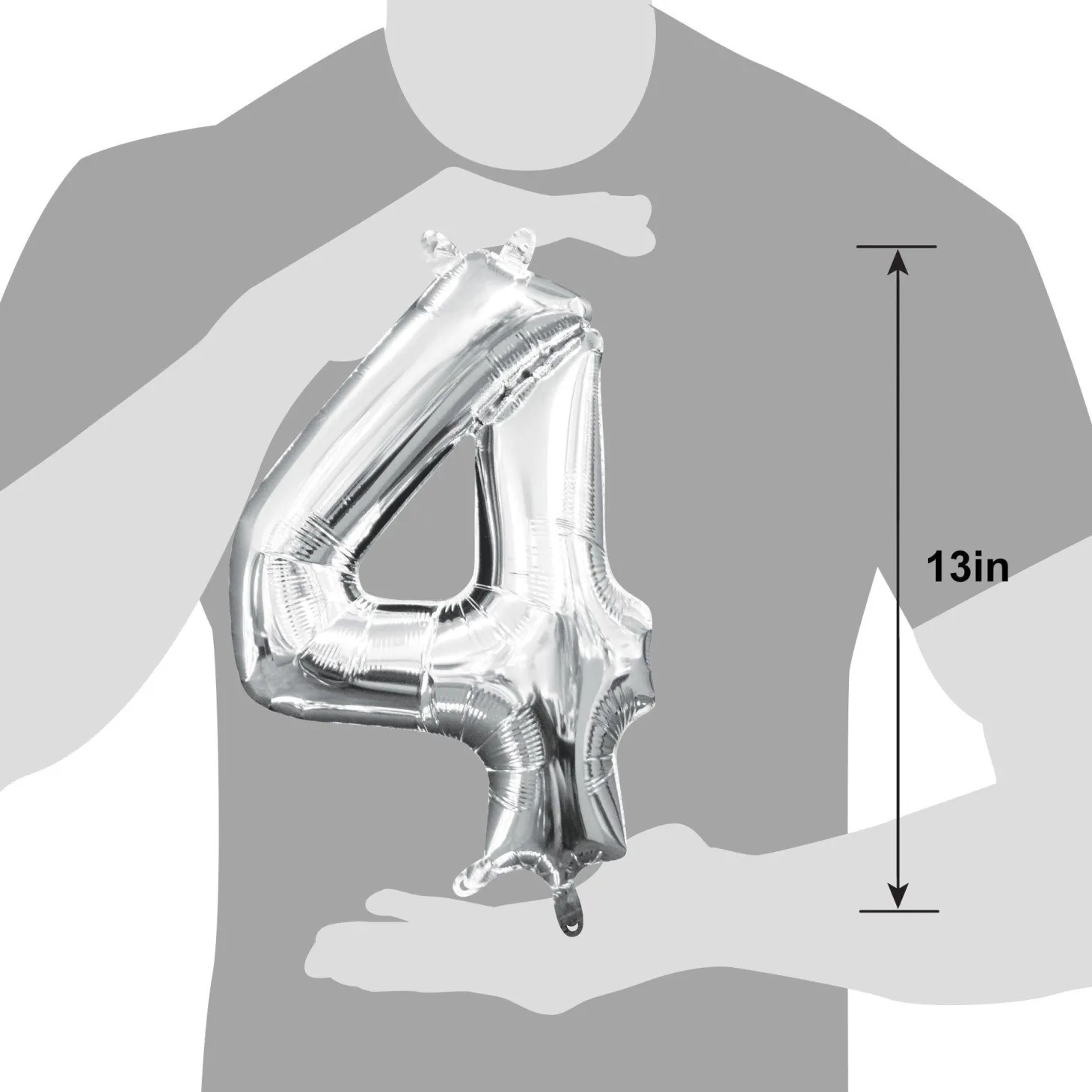 13in Air-Filled Silver Number (0-9) Balloons