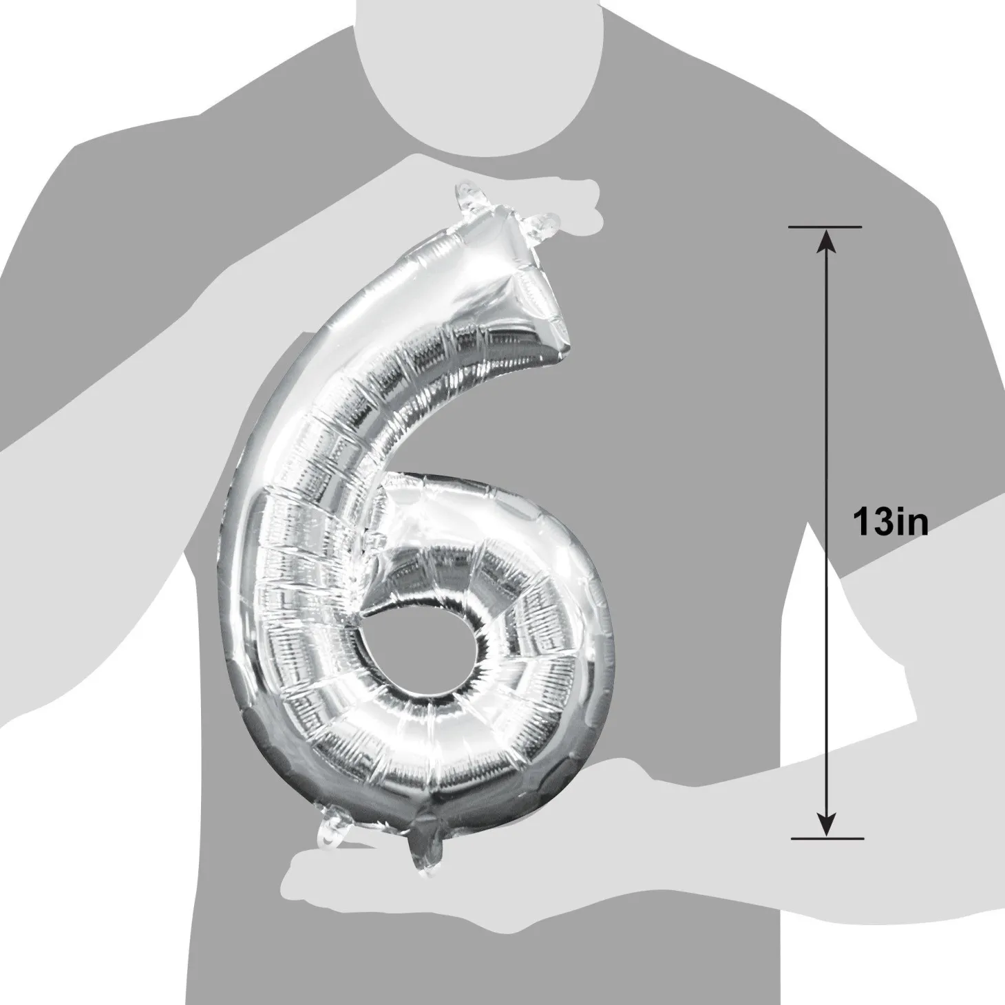 13in Air-Filled Silver Number (0-9) Balloons