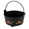 9-inch Black Pumpkin Witch Cauldron Candy Bucket