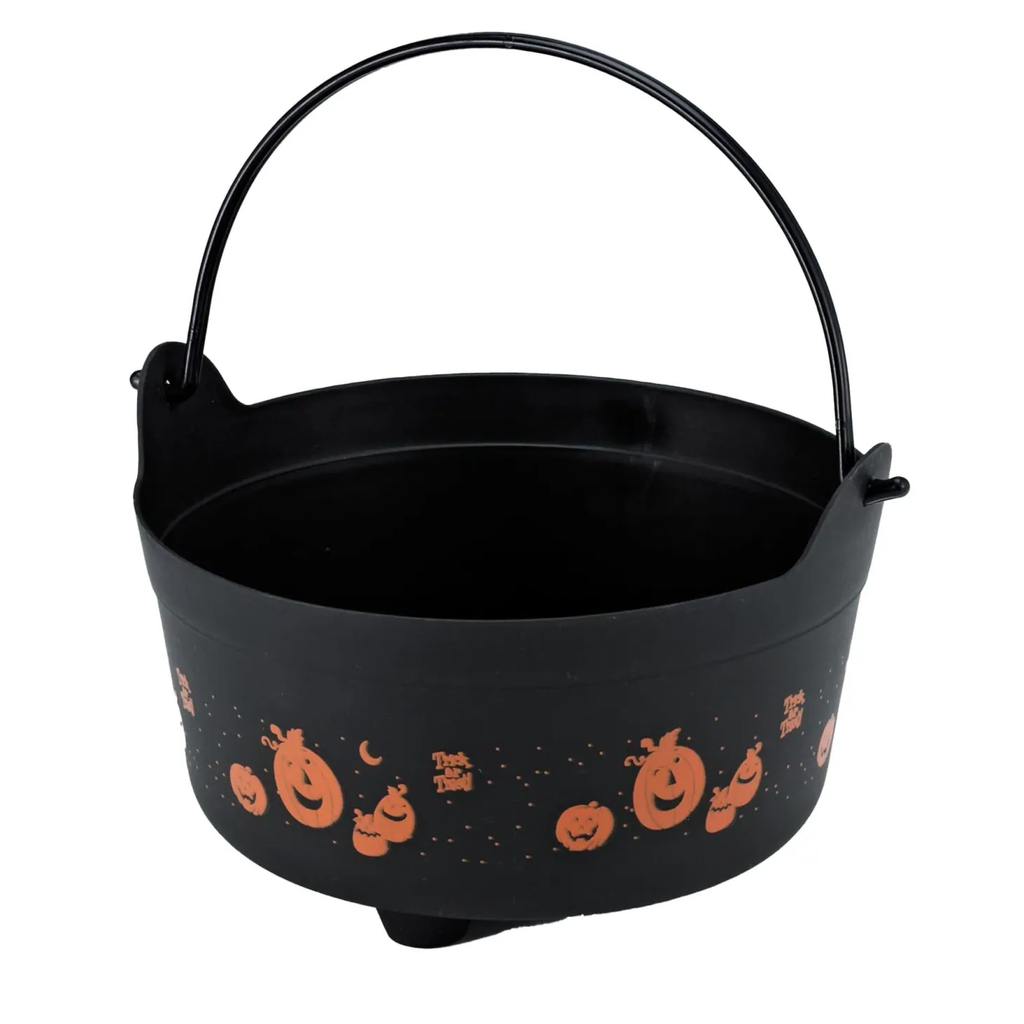 9-inch Black Pumpkin Witch Cauldron Candy Bucket