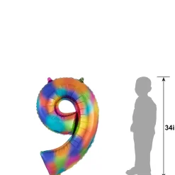 34in Number (0-9) Balloon, Assorted Colors