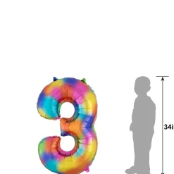 34in Number (0-9) Balloon, Assorted Colors
