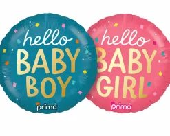 18in Round Hello Baby Foil Balloon, Assorted Colors
