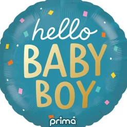 18in Round Hello Baby Foil Balloon, Assorted Colors