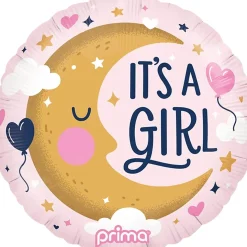 18in Round It's a Baby Moon Foil Balloon, Assorted Colors