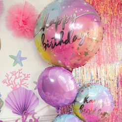 Iridescent Luminous Birthday Foil Balloon Bouquet, 5pc
