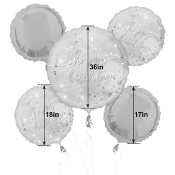 Iridescent Luminous Birthday Foil Balloon Bouquet, 5pc