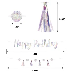 Iridescent Luminous Happy Birthday Banner Set, 2ct