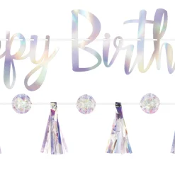 Iridescent Luminous Happy Birthday Banner Set, 2ct