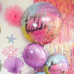 Iridescent Luminous Happy Birthday Foil Balloon, 18in