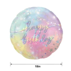 Iridescent Luminous Happy Birthday Foil Balloon, 18in