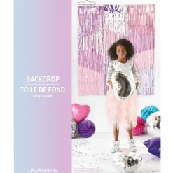 Iridescent Luminous Pastel Fringe Backdrop Curtain, 36in x 48in