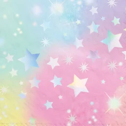 Iridescent Luminous Rainbow Star Paper Beverage Napkins, 5in, 16ct