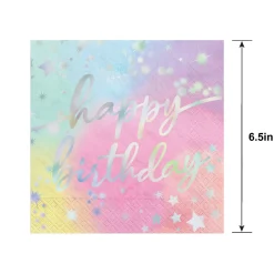 Iridescent Luminous Rainbow Birthday Paper Lunch Napkins, 6.5in, 16ct