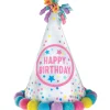 Iridescent Pastel Party Happy Birthday Pom-Pom Party Hat, 8.25in