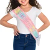 Iridescent Pastel Party It's My Birthday Fabric Sash, 45.5in