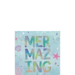 Iridescent Shimmering Mermaids Paper Beverage Napkins, 5in, 16ct