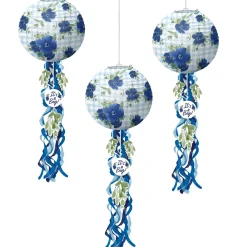 It's a Boy Baby in Bloom Baby Shower Paper Lanterns with Tails, 9.5in, 3ct