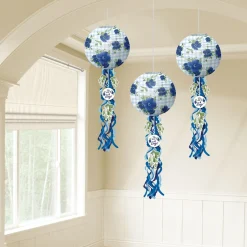 It's a Boy Baby in Bloom Baby Shower Paper Lanterns with Tails, 9.5in, 3ct