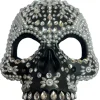 Jewel & Pearl Black Skull Half Mask