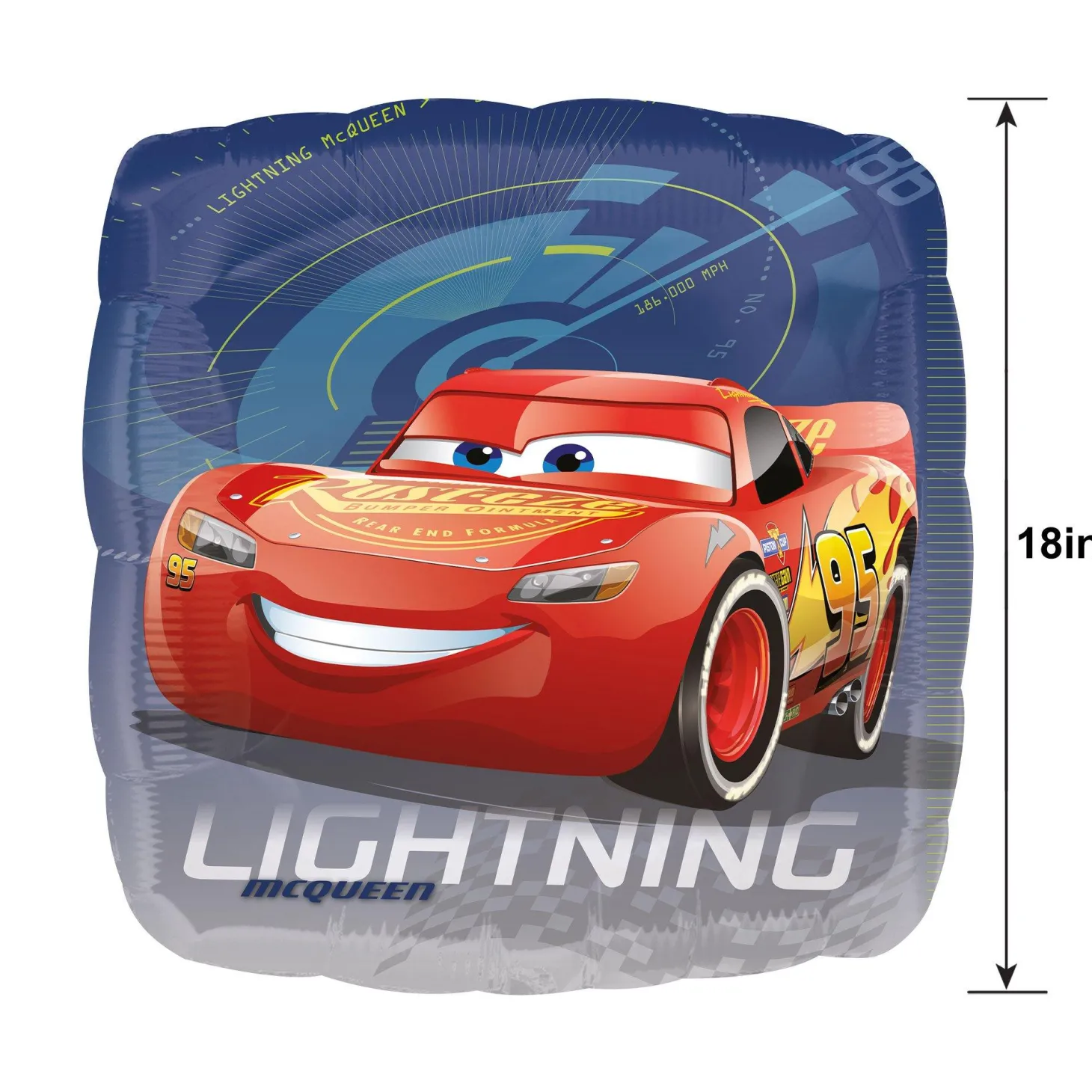 Lightning McQueen Foil Balloon, 18in - Cars 3
