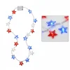 Light-Up LED Patriotic Red, White & Blue Star Necklace