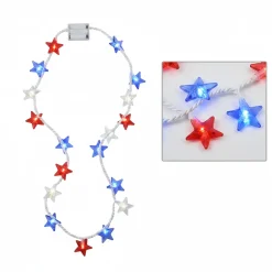 Light-Up LED Patriotic Red, White & Blue Star Necklace