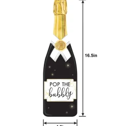 Light-Up New Year's Eve Champagne Bottle Wood Sign, 16.5in