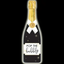 Light-Up New Year's Eve Champagne Bottle Wood Sign, 16.5in